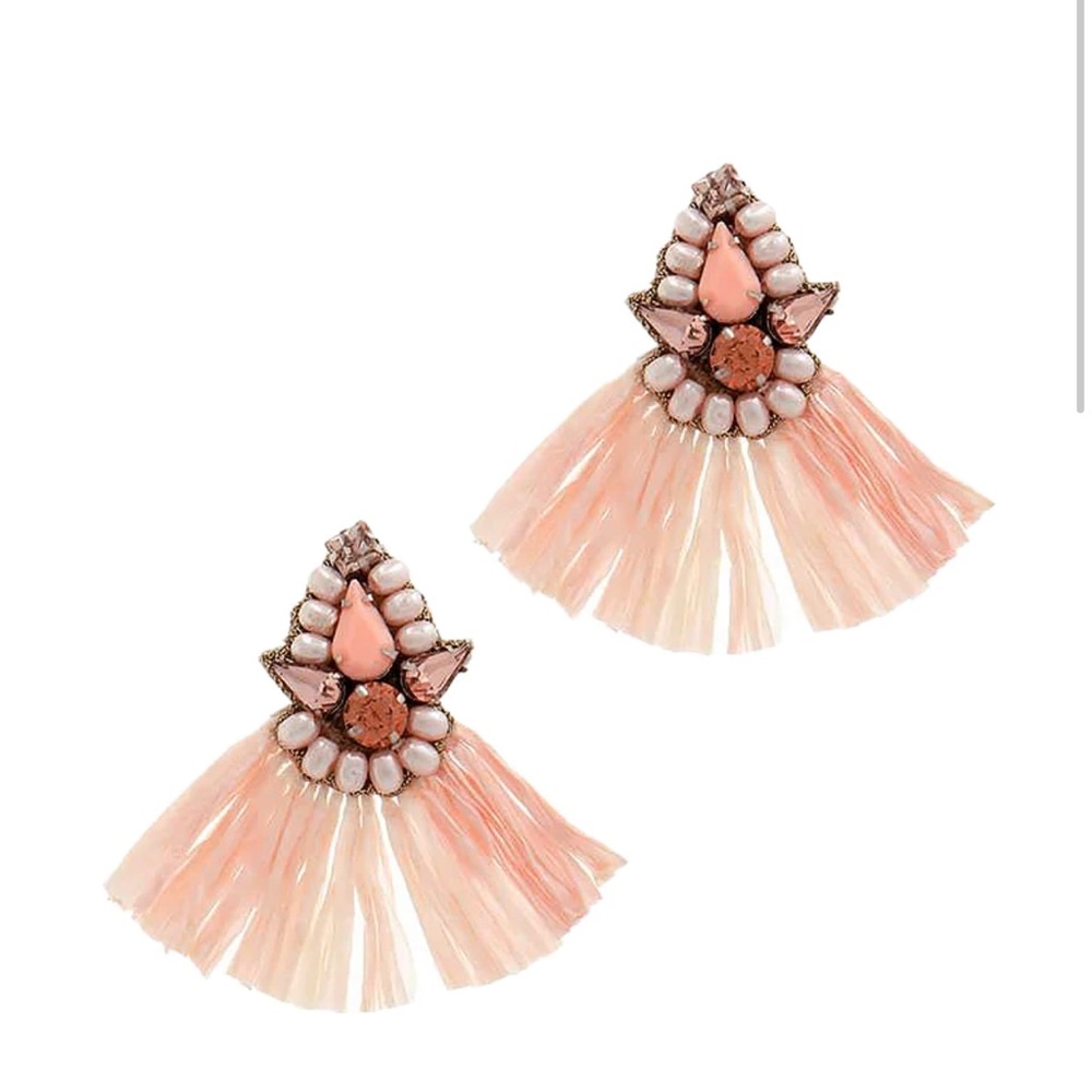 NWT pink raffia earrings